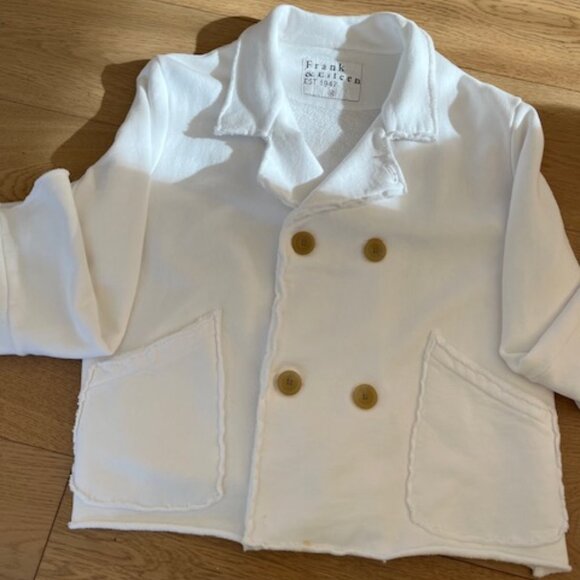 Frank and Eileen White Mini Belfast Cropped Sweatshirt Peacoat - Size Medium - Picture 1 of 5